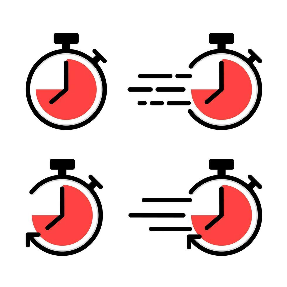 Stopwatch logo, Fast time logo, Delivery logo. Speed, quick, express, and deadline. Vector illustration.