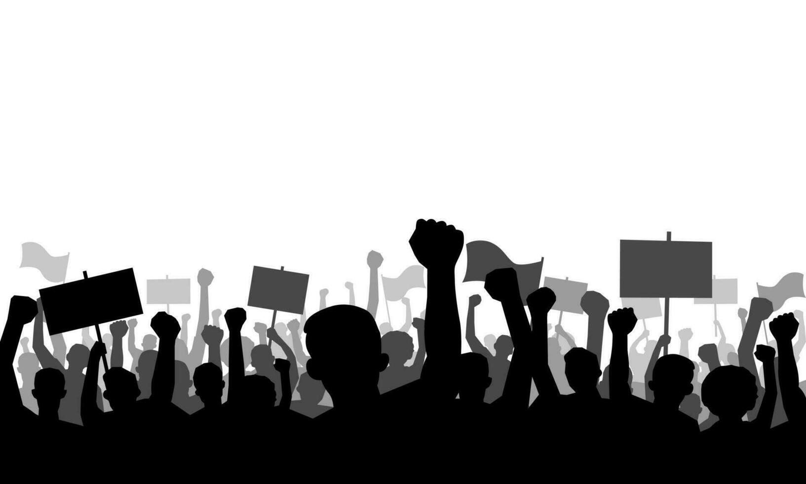 Crowd of protesters, People protesters. Protest, revolution, conflict. Vector illustration.