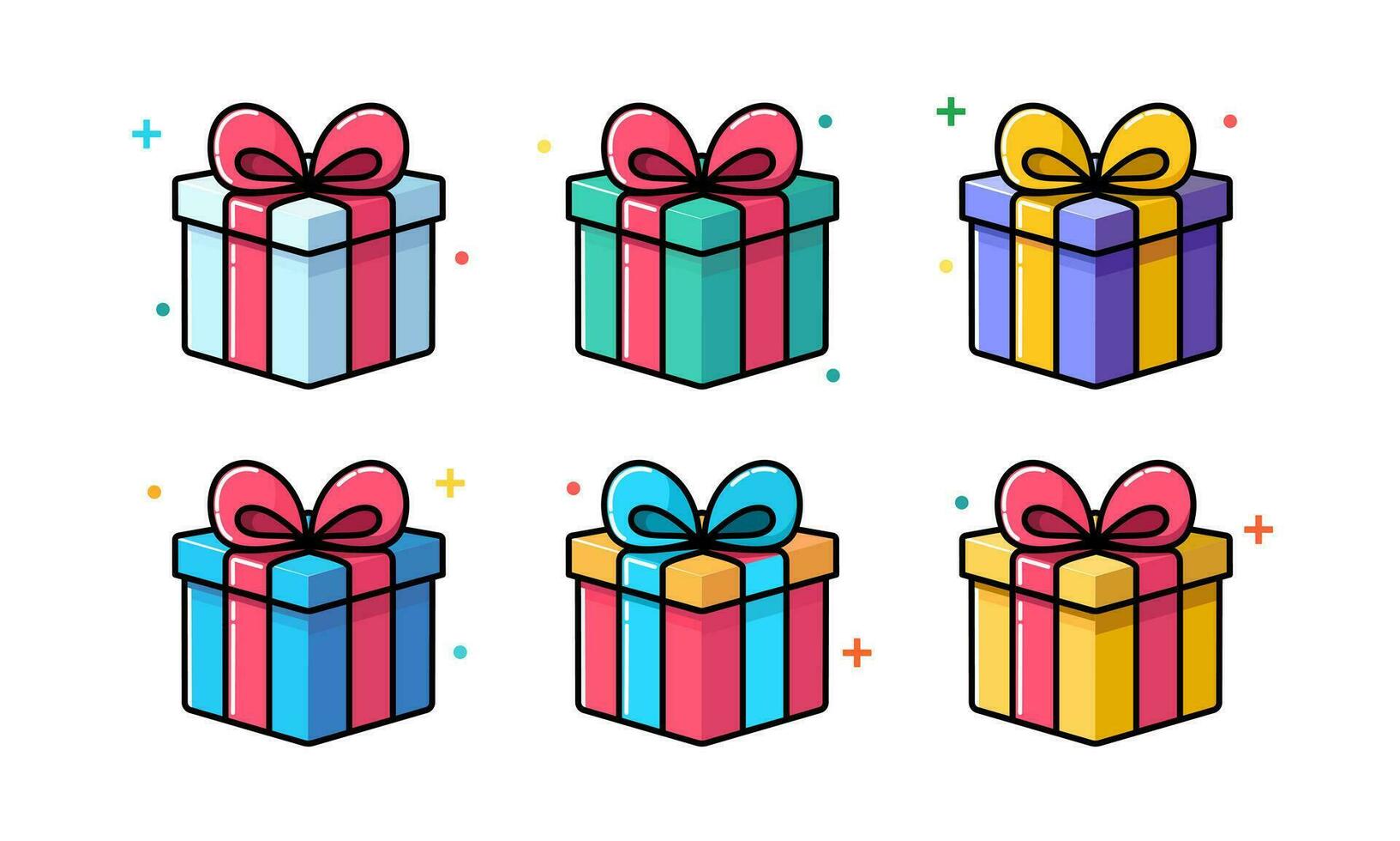 cajas de regalo con cinta en estilo de dibujos animados. caja de regalo de  color azul. ilustración vectorial colorida sobre un fondo blanco. 13957030  Vector en Vecteezy