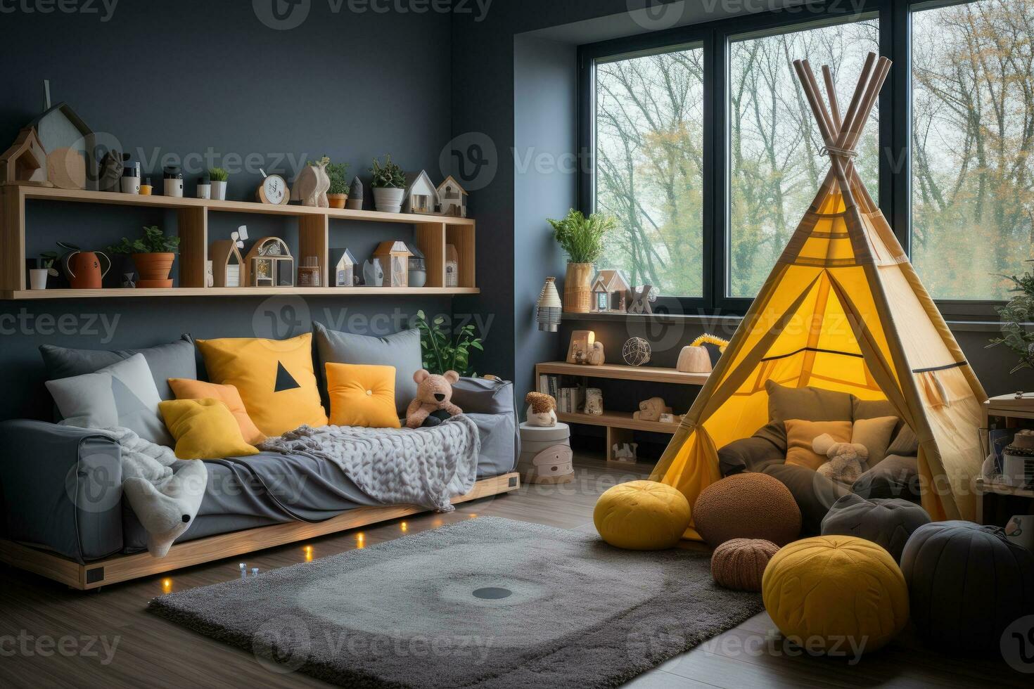 nursery room in kids room at home day view professional advertising photography AI Generative photo