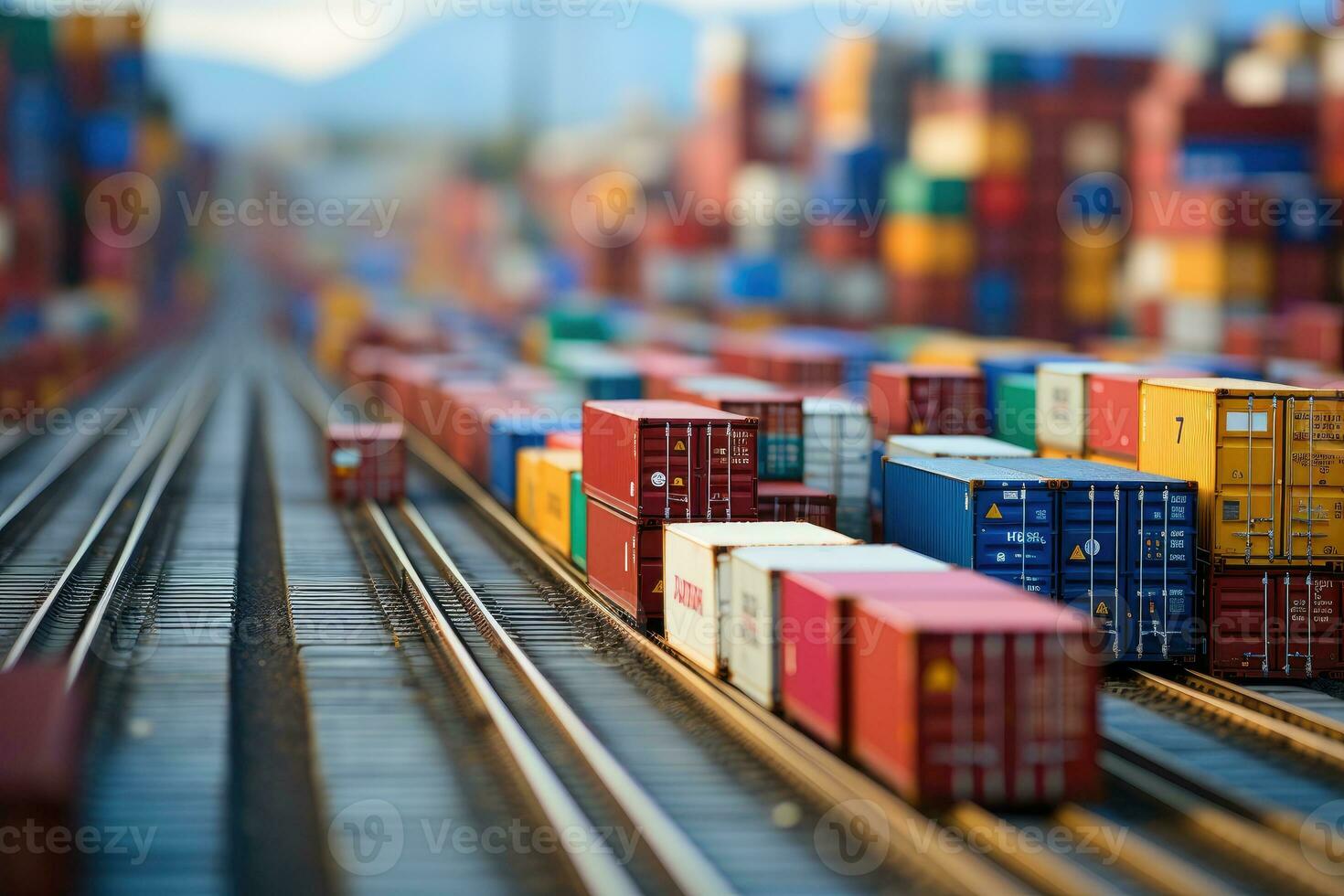 condition of the container terminal on the beach professional advertising photography AI Generative photo