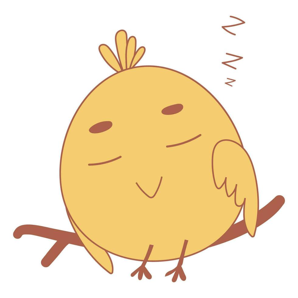 pollo gallo dormido amarillo rama icono vector