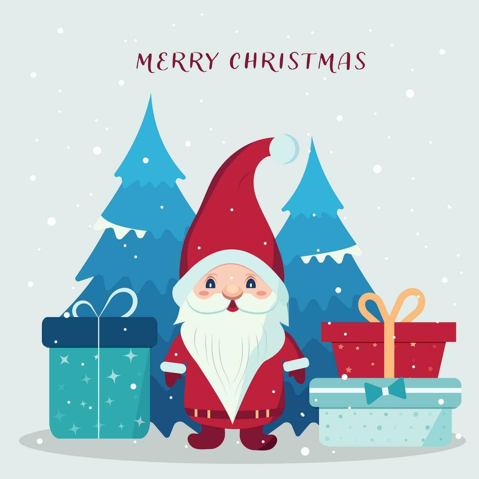 Christmas card with gnome vector