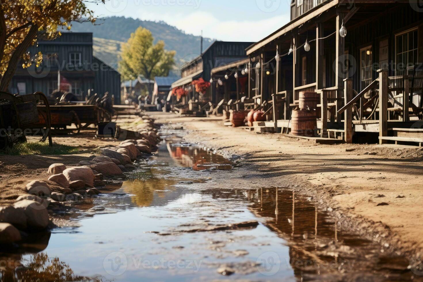 old west town where cowboys live AI Generated photo