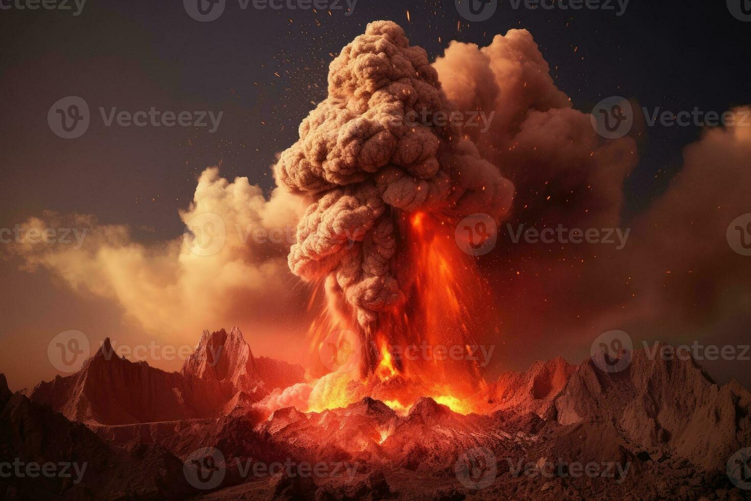 nature disaster volcanic eruption AI Generated photo