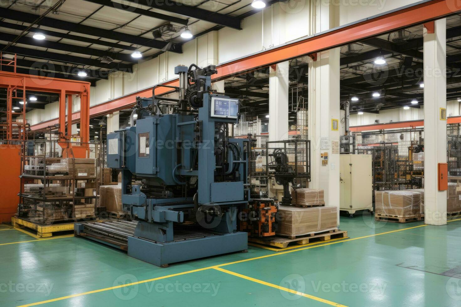 inside the factory is an empty warehouse area AI Generated photo