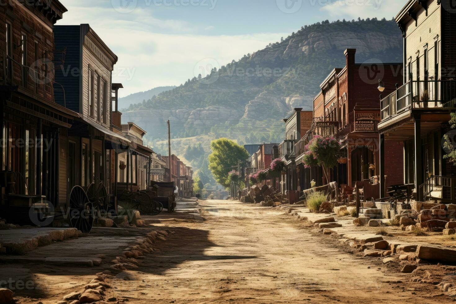 old west town where cowboys live AI Generated photo