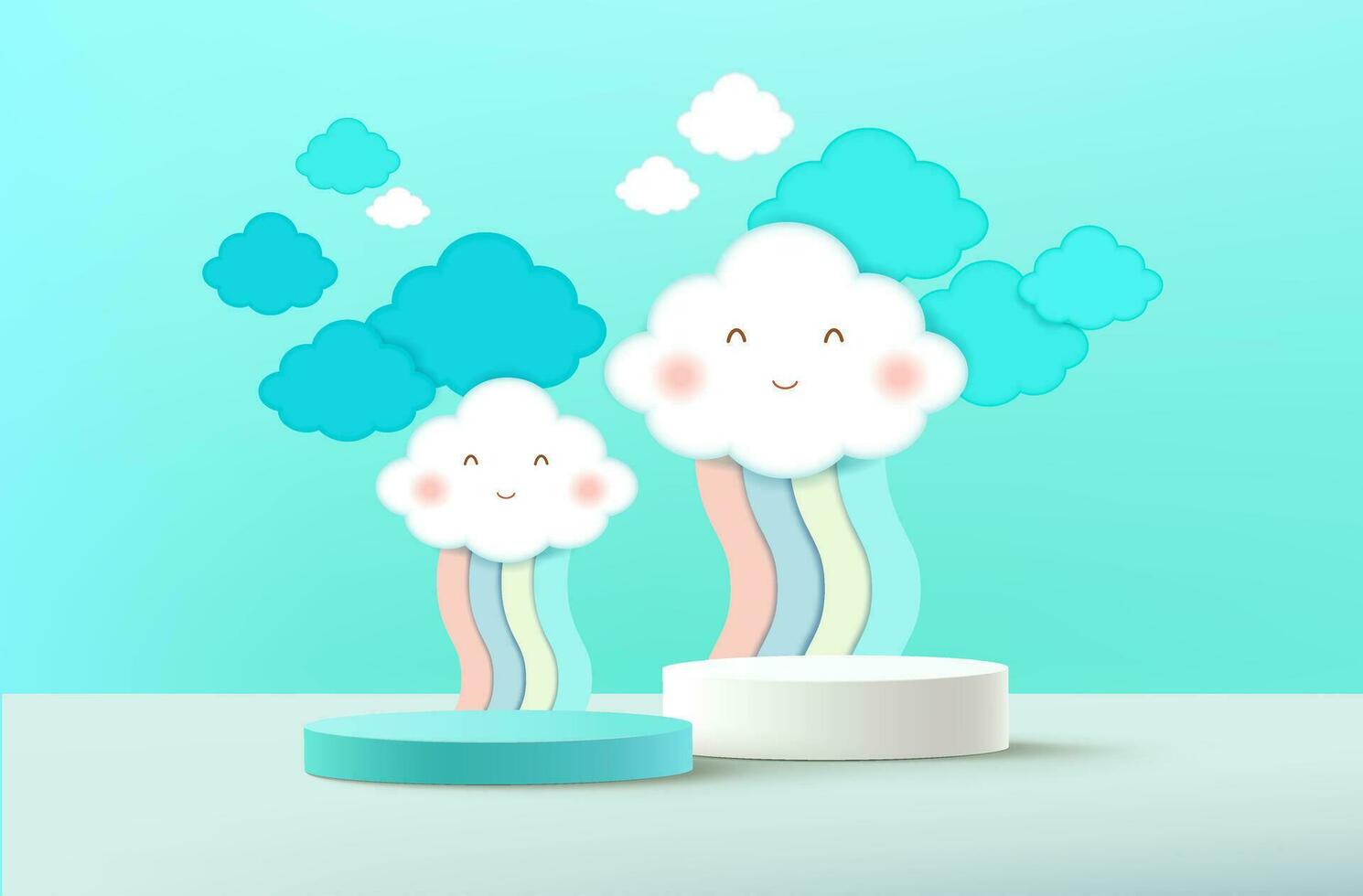 Podium empty display scene presentation for kids or baby product placement 3d background vector