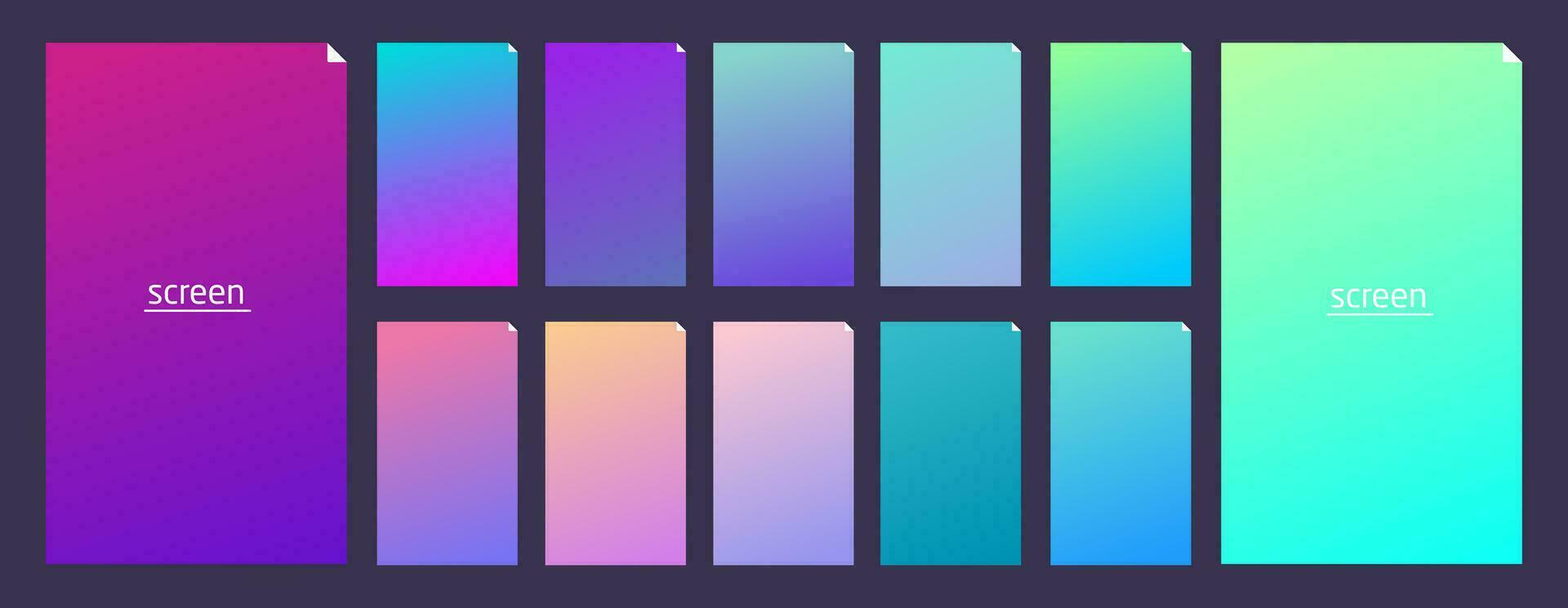 Vibrant and soft pastel gradient smooth color background set for devices, pc and modern smartphone vector