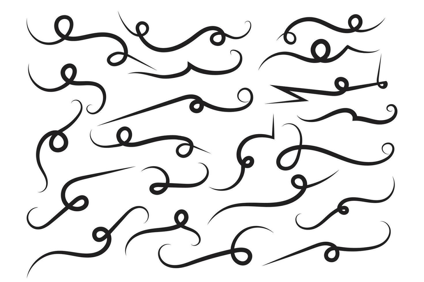 Lettering underline curly swoosh text elements, Typography font curve tail Highlight vector, Text Tails Swooshes Baseball Sign, calligraphy swish wavy decorative swirls, Swirl Lines tail ornaments vector