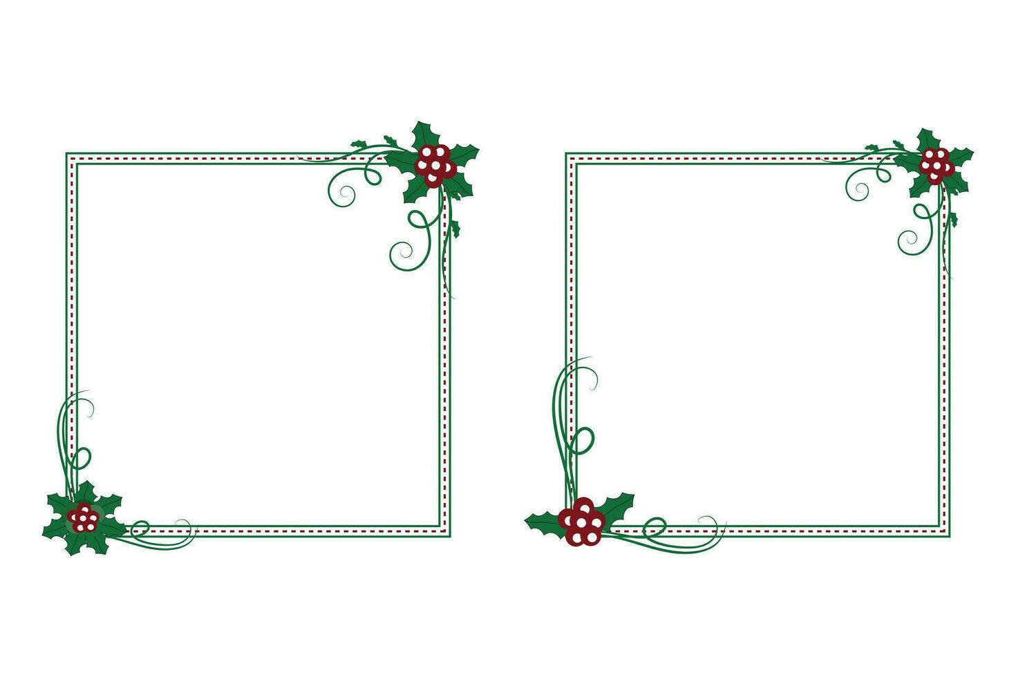 winter holly season page decor border, Merry Christmas holly leaves Square frames, berry leaf ornament frame border Decoration, Wedding greeting cards invitation card holiday page borders vector
