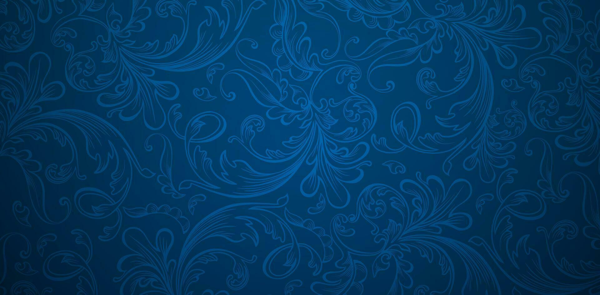 Vector Illustration Vintages ornamental floral pattern on a blue background for seamless textile wallpaper, books covers, Digital interfaces, prints design templates material cards invitation