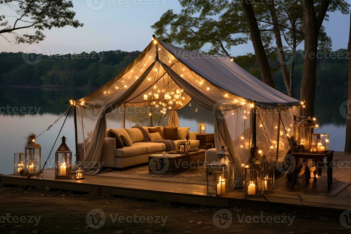 luxury retail camping tent mind training glamping professional advertising photography AI Generated photo