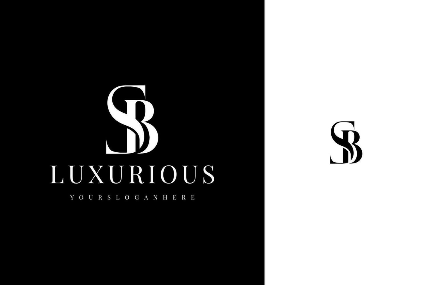 elegant simple minimal luxury serif font alphabet letter s b monogram logo design vector