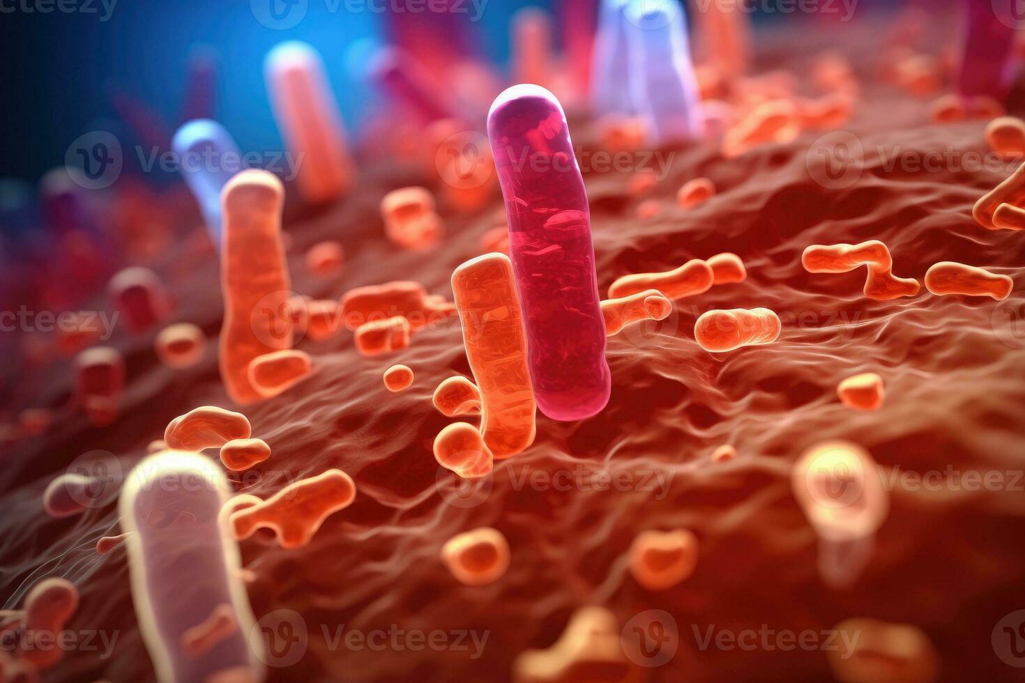 bacteria in microscopic view AI Generated photo