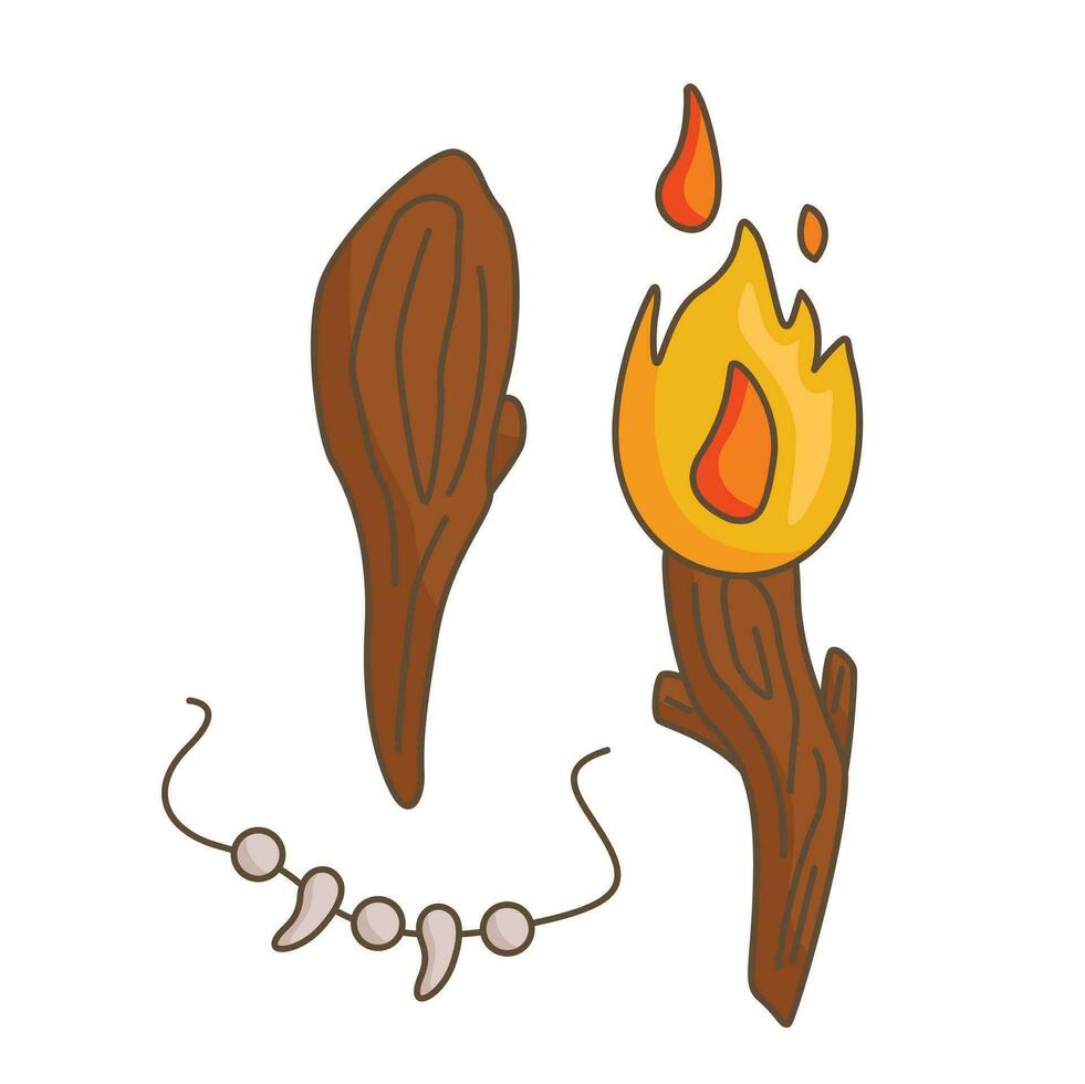 Ancient Stone Tools Prehistoric Era Past Cartoon Illustration Vector Clipart Sticker