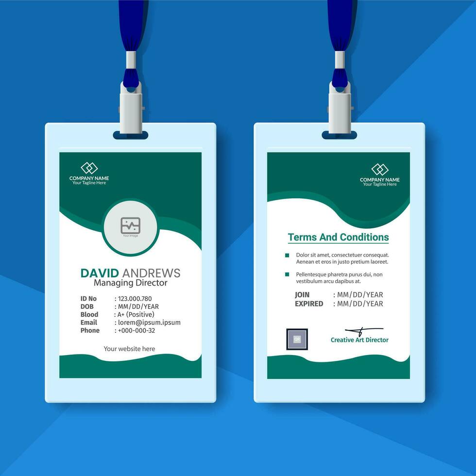 Abstract Design Id Cards Template With Photo vector