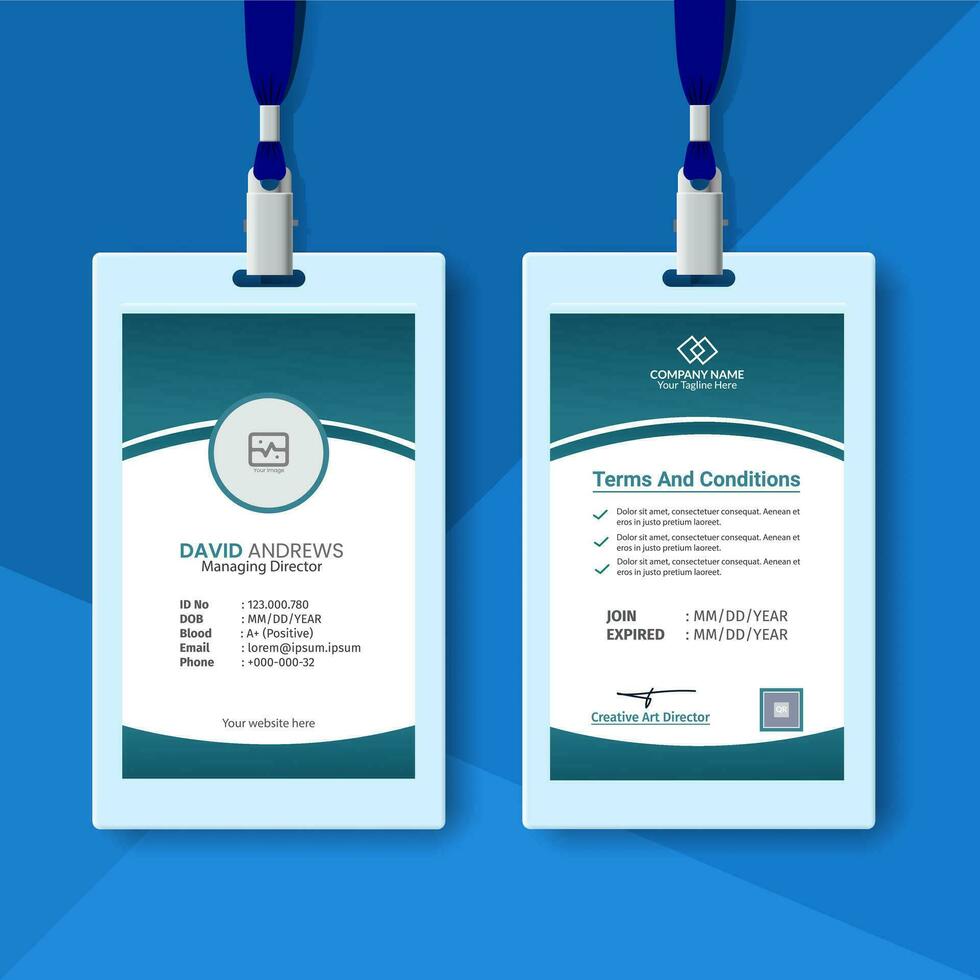 Abstract Design Id Cards Template With Photo vector