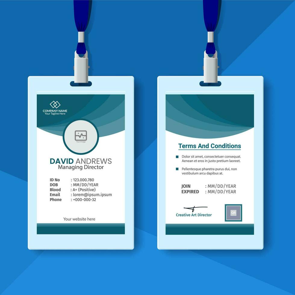 Abstract Design Id Cards Template With Photo vector