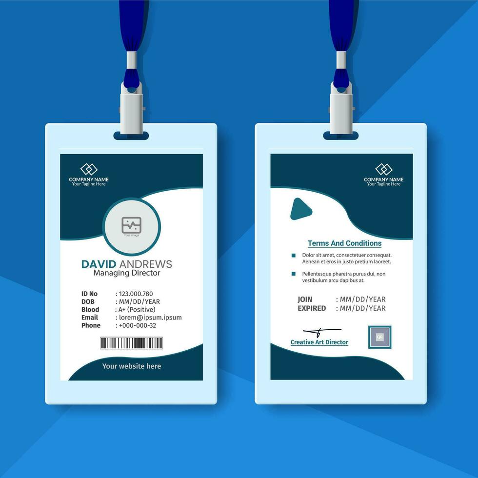 Abstract Design Id Cards Template With Photo vector