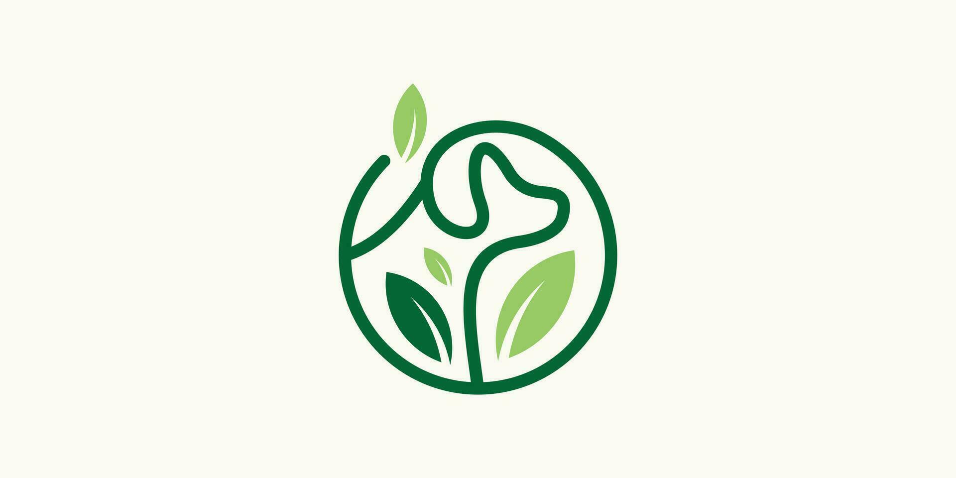 minimalist logo with dog and plant elements inside a circle vector