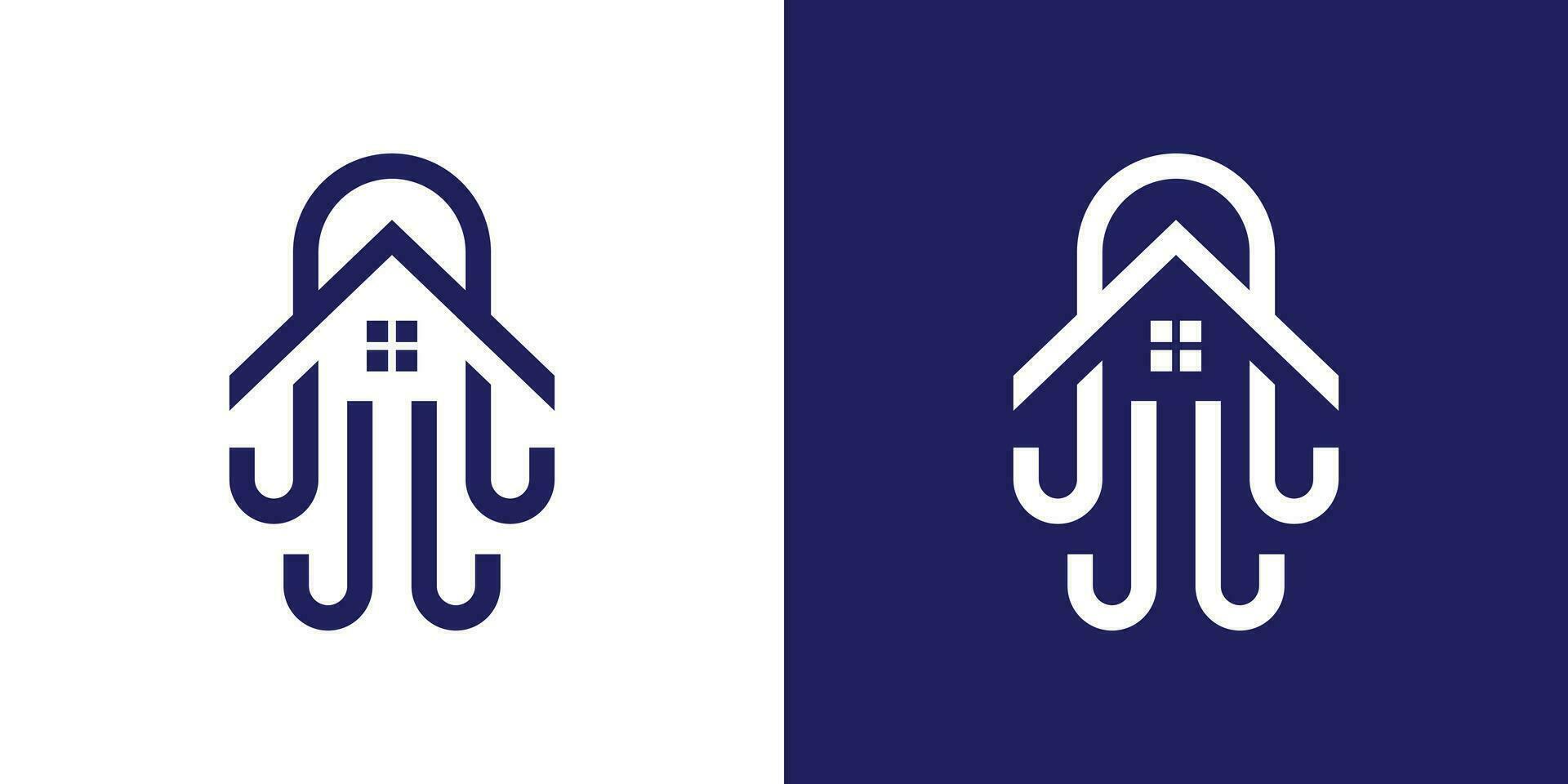logo design combining the shape of an octopus with a house roof. vector