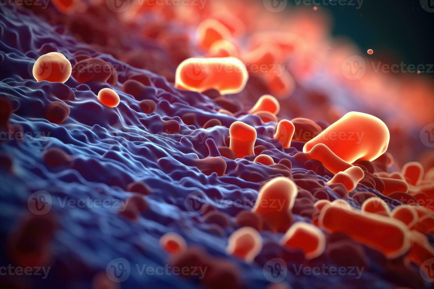 bacterias en microscópico ver ai generado foto