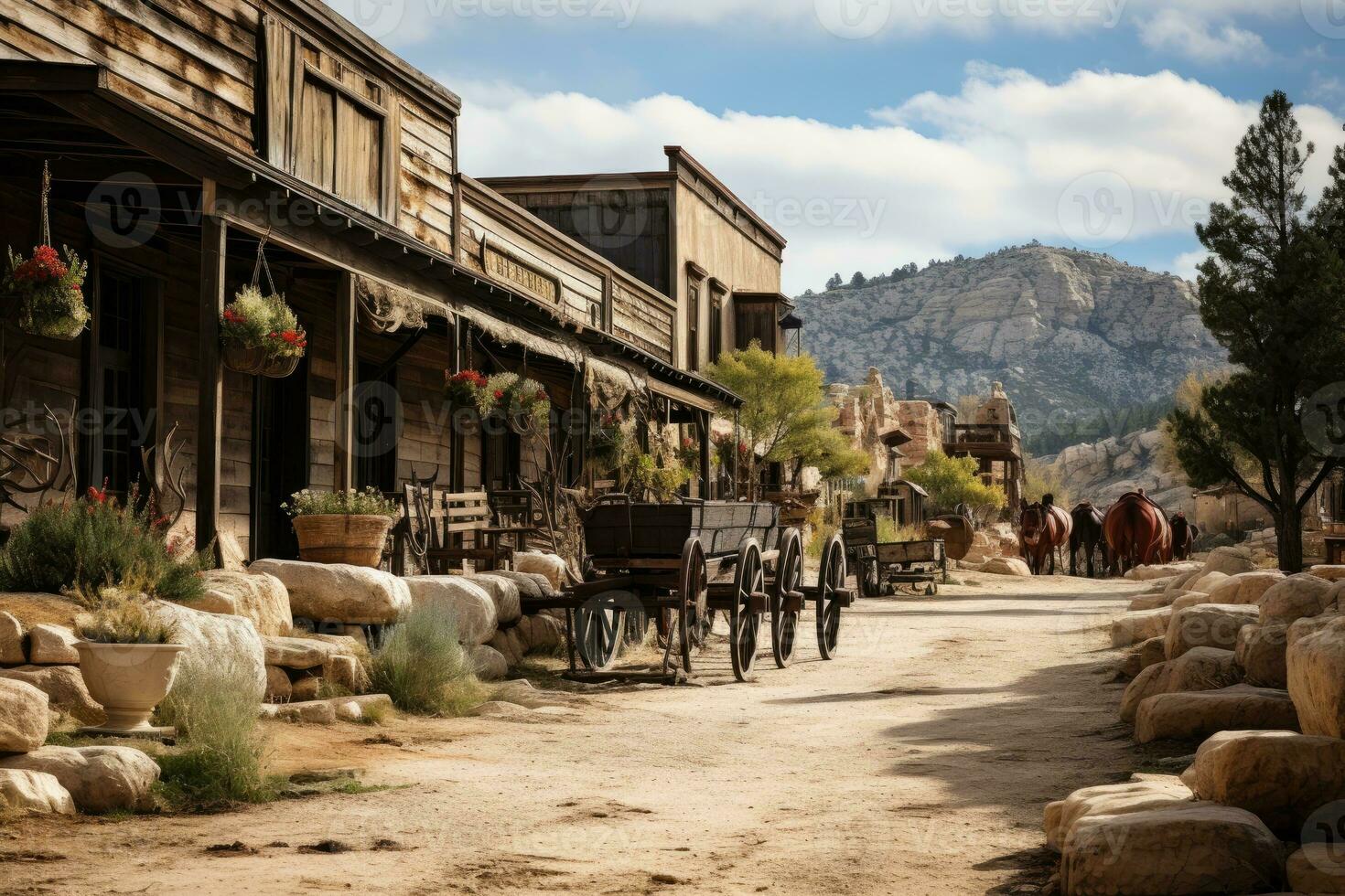 old west town where cowboys live AI Generated photo