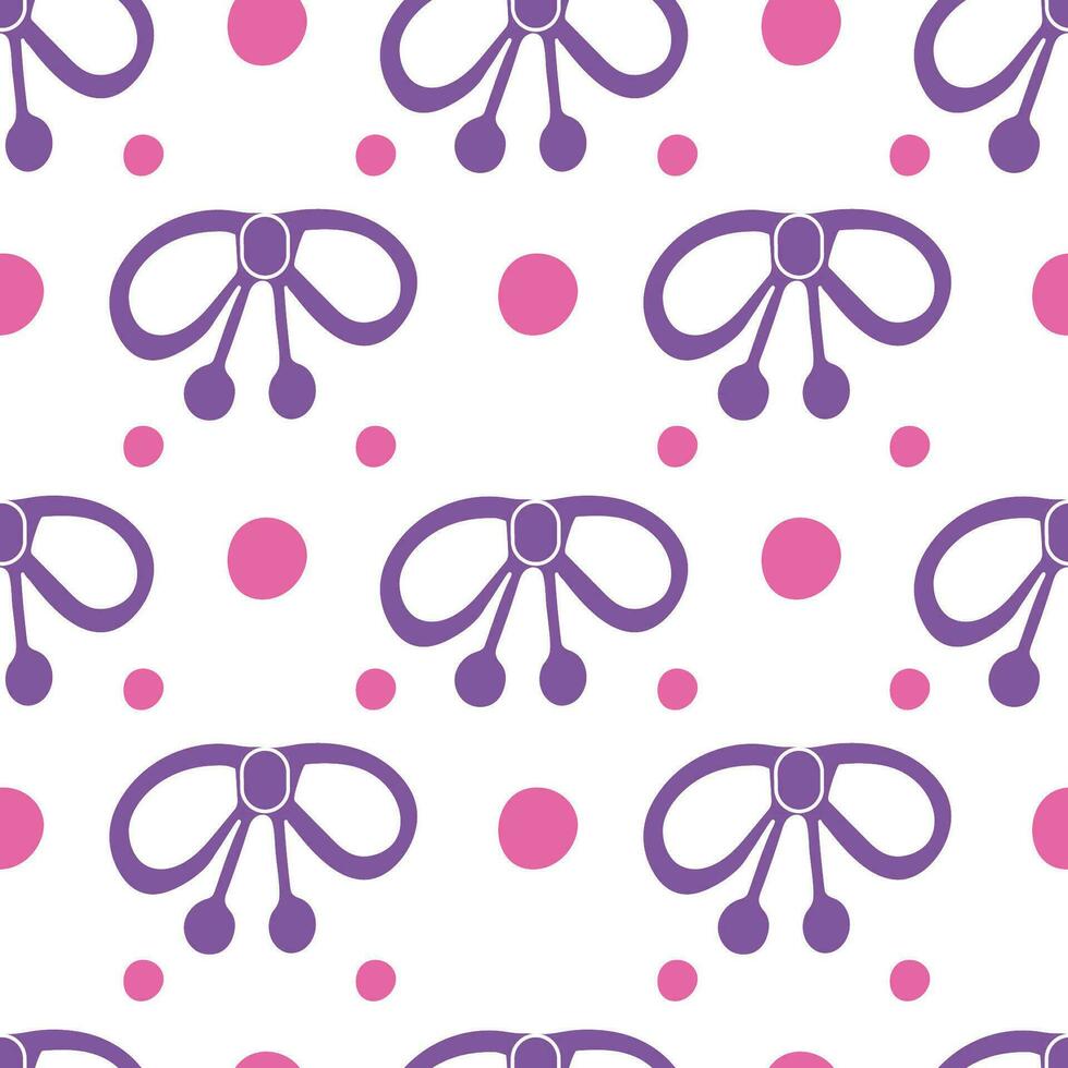 Bright abstract multi-colored background with bows. Seamless illustration. Wallpaper, fabric or paper. Holiday vector