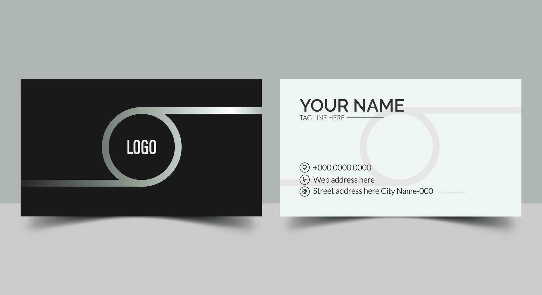 Professional black and white business card template design vector