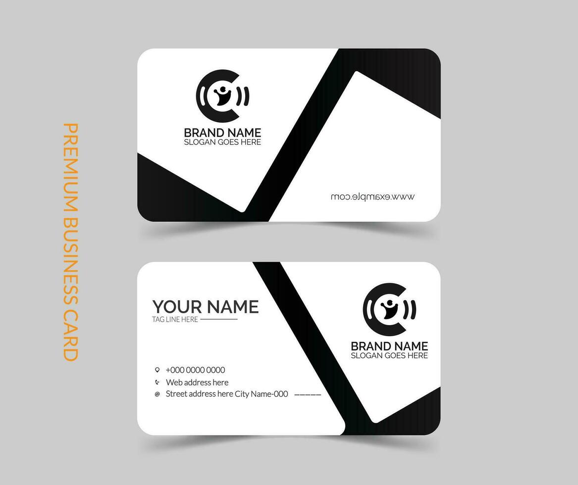 Professional black and white business card template design vector