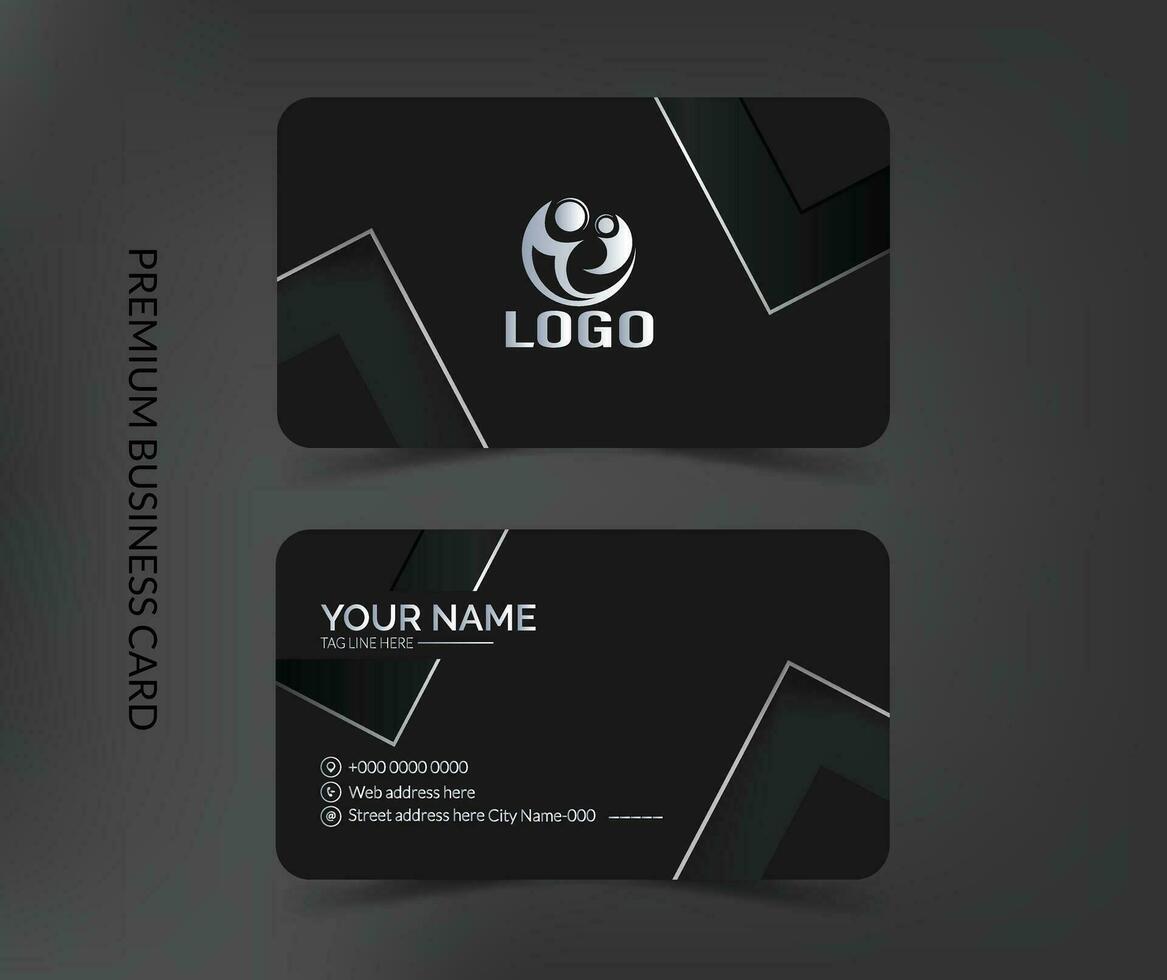 .Business card design template, Clean professional dark business card template, visiting card design. vector