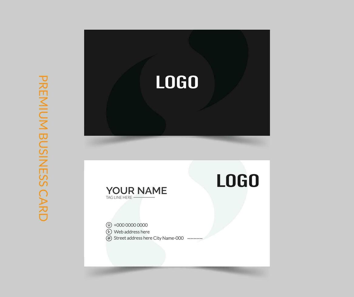 azul moderno creativo negro y blanco negocio tarjeta y nombre tarjeta horizontal sencillo limpiar modelo vector diseño