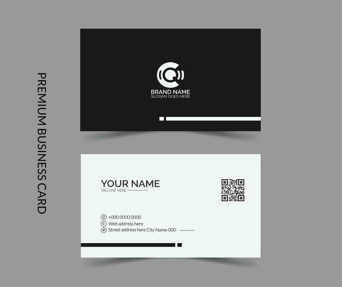 Blue modern creative Black and white business card and name card,horizontal simple clean template vector design
