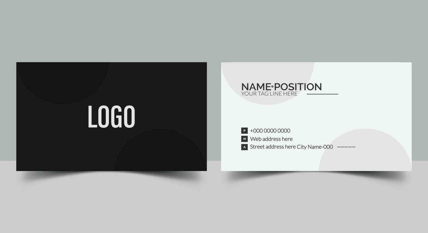 azul moderno creativo negro y blanco negocio tarjeta y nombre tarjeta horizontal sencillo limpiar modelo vector diseño