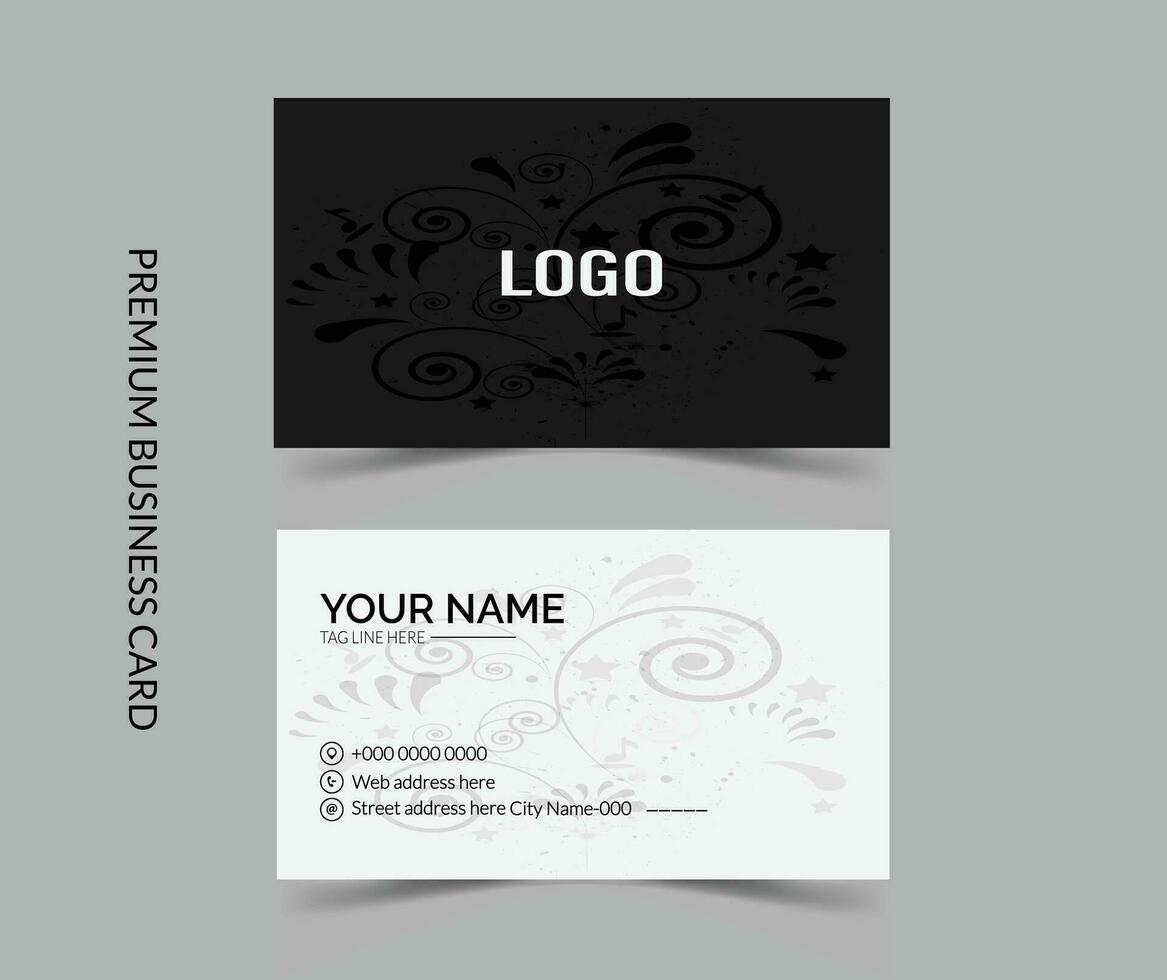 Professional black and white business card template design vector