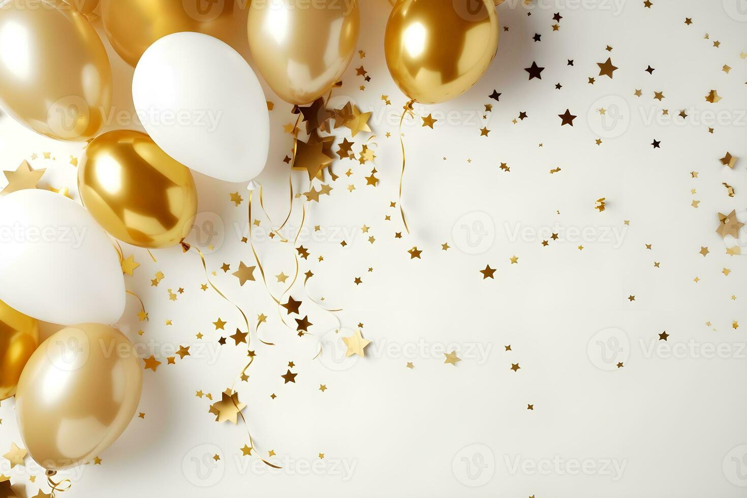 Party stylish decorations on white background, ai generative photo