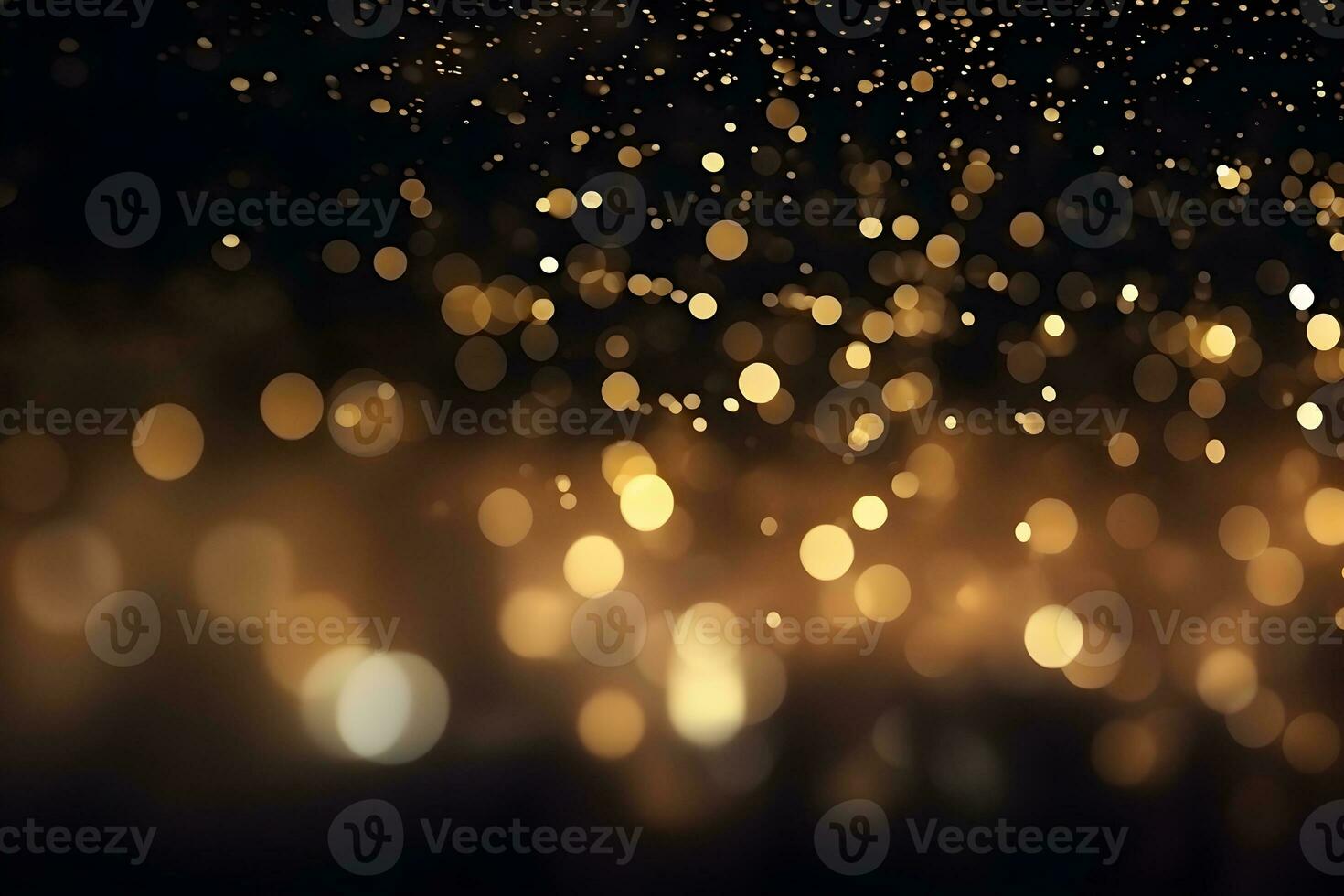 Luxury golden clouded bokeh dust on black backgrounds, ai generative photo
