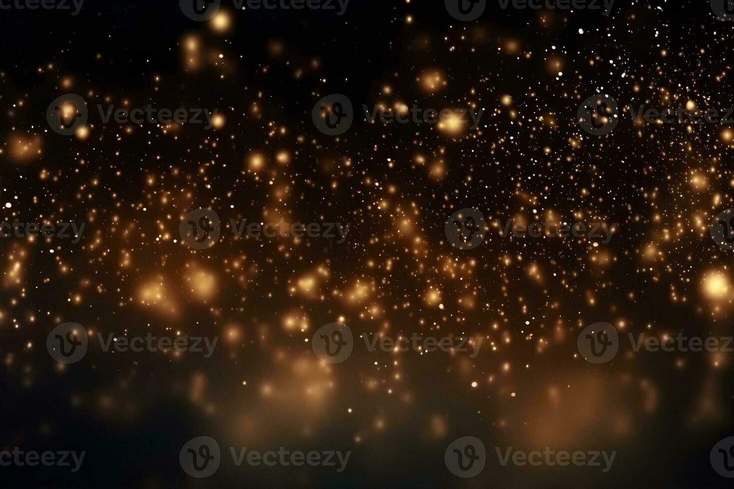 Luxury golden clouded bokeh dust on black backgrounds, ai generative photo