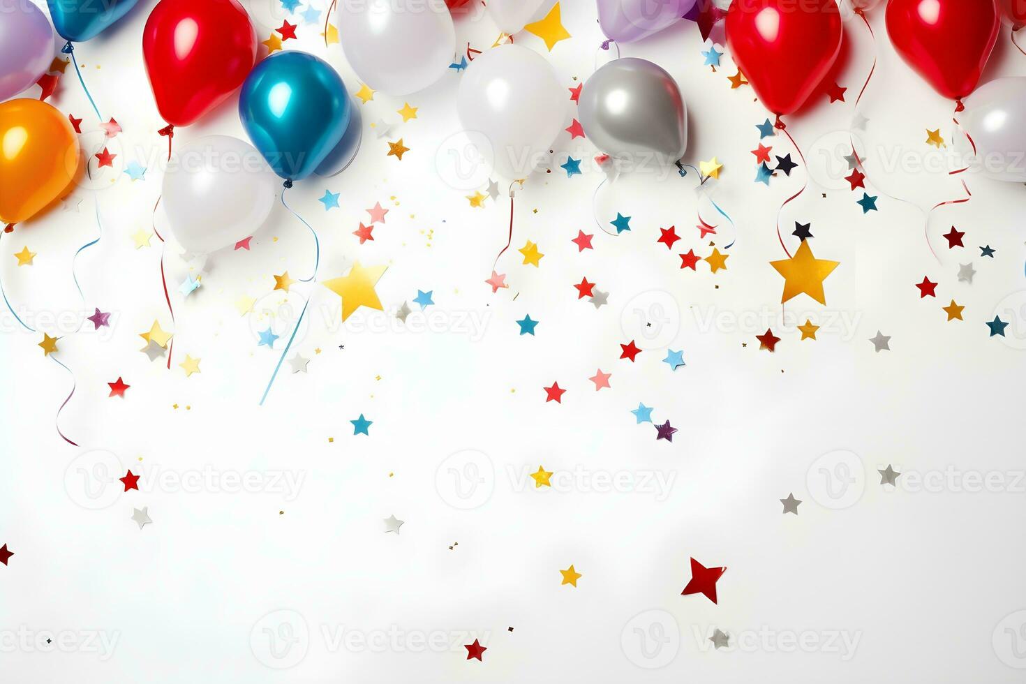 Party stylish decorations on white background, ai generative photo