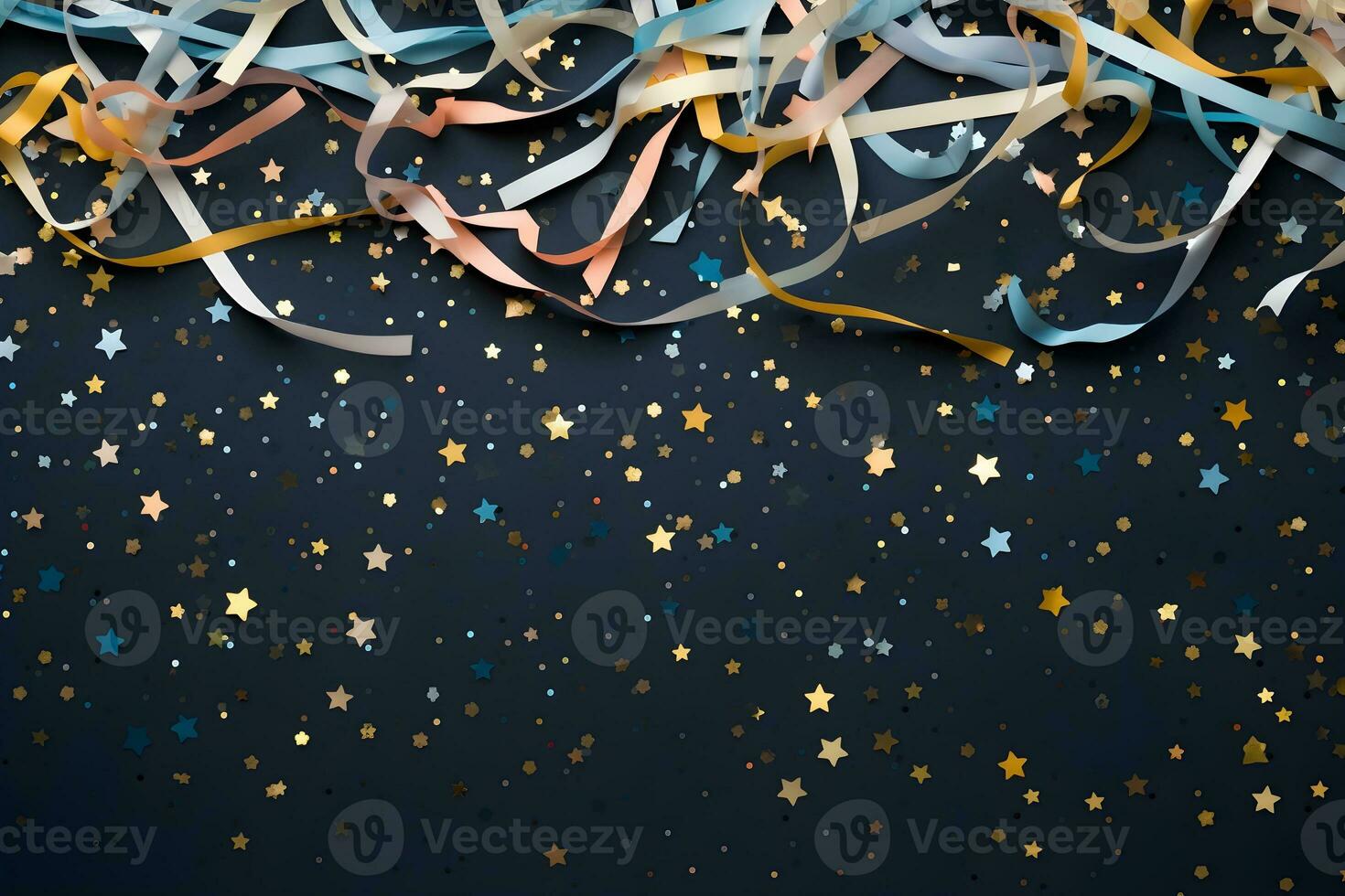 Party stylish decorations on dark background, ai generative photo