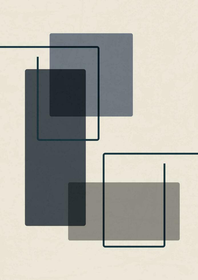 Abstract contemporary mid century poster with geometric neutral shapes. Design for wallpaper vector