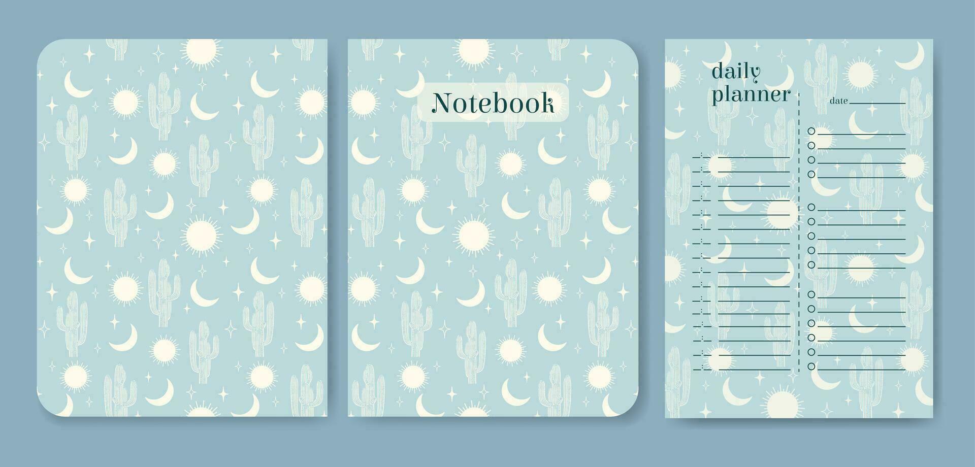 Daily planner minimalist planner pages design. Categories of notes for kids vector