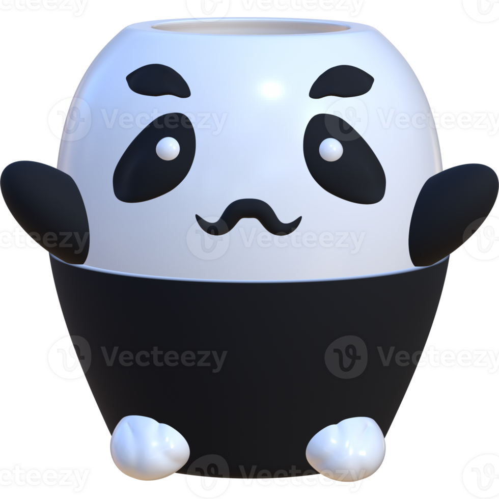 This 3D panda planter is perfect for your indoor plants, The black and white color scheme is modern and stylish, and the panda details are sure to add a touch of whimsy to your decor png