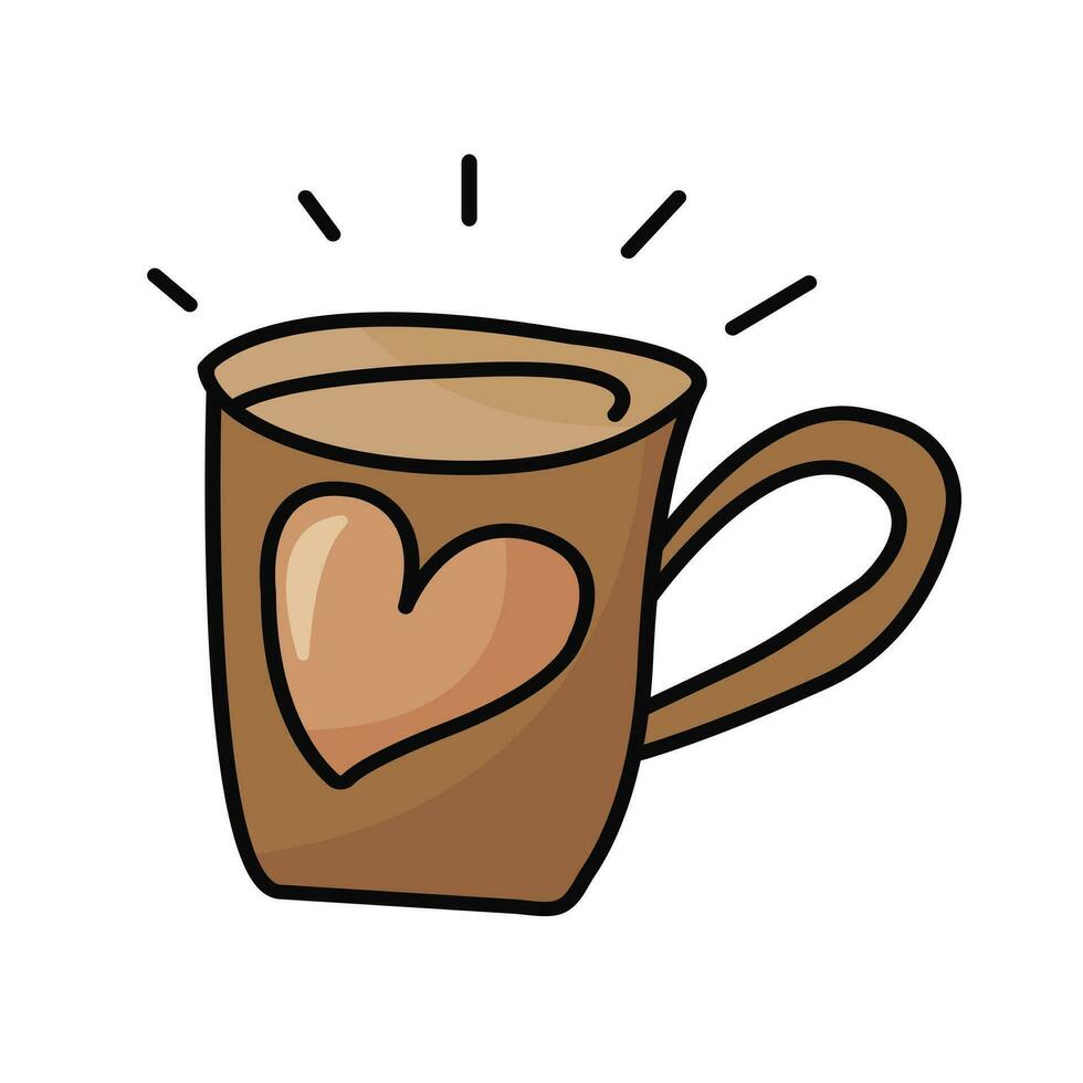 Doodle-style mug illustration, flat vector illustration