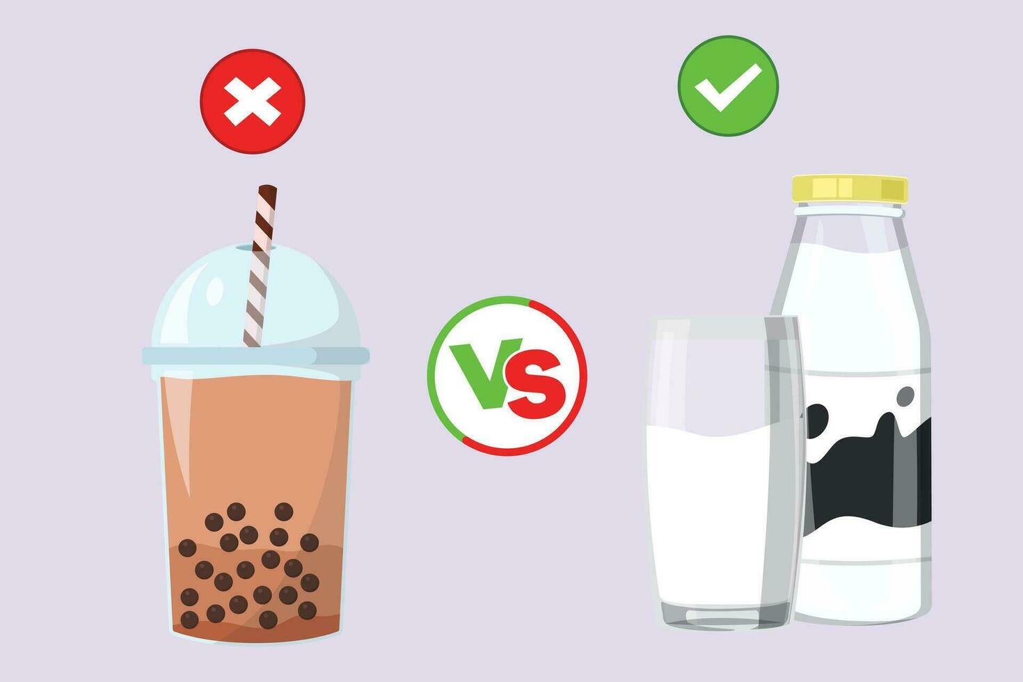 Healthy vs unhealthy food. food nutrition concept. Colored flat vector illustration isolated.