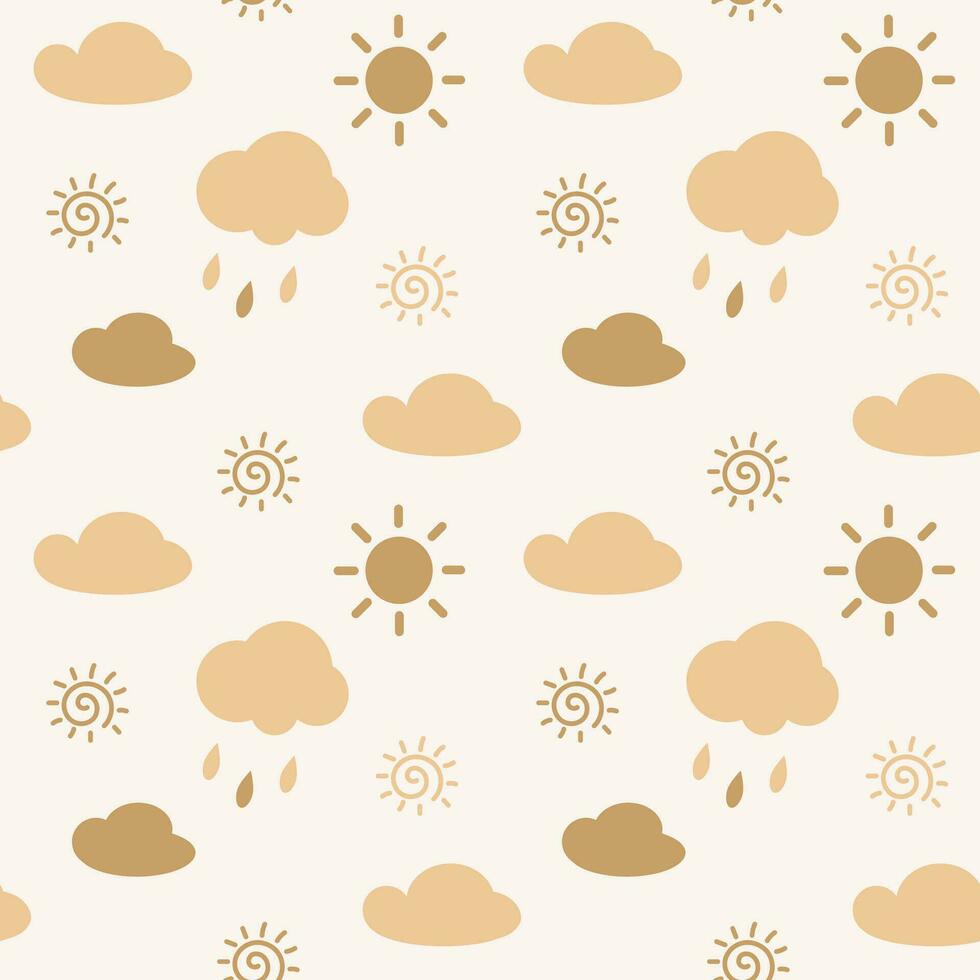 Seamless pattern with rain, cloud and sun vector