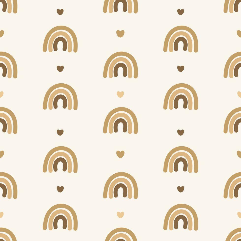 Boho seamless pattern with rainbow and heart vector