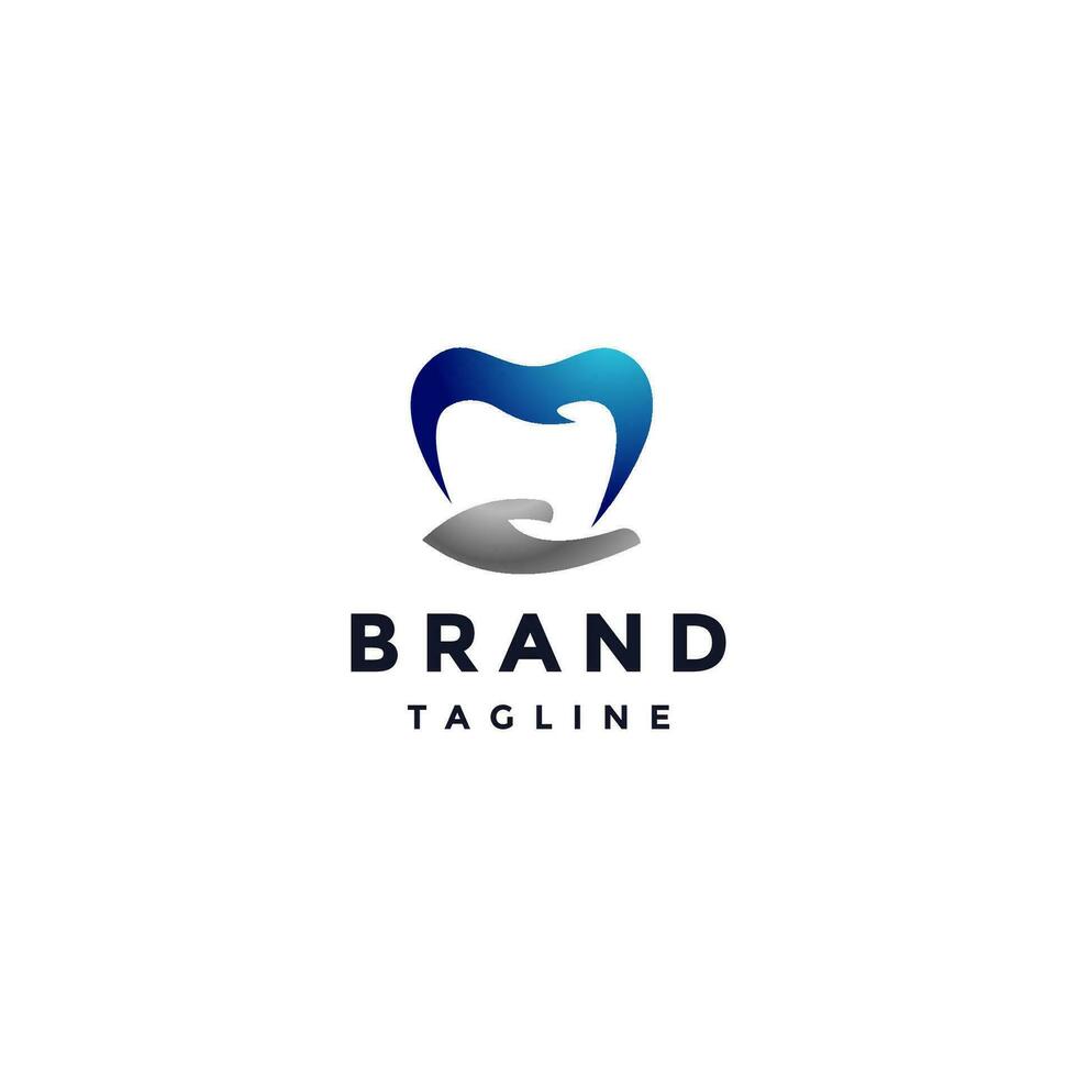 Minimalist Dental Care Logo Design. Silhouette of Hand Gesture Carrying Teeth Logo Design. vector
