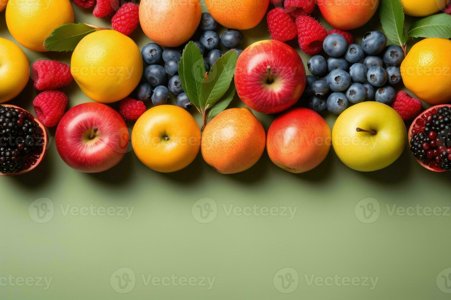 mix fruits isolated with pastel background professional advertising photography AI Generated photo